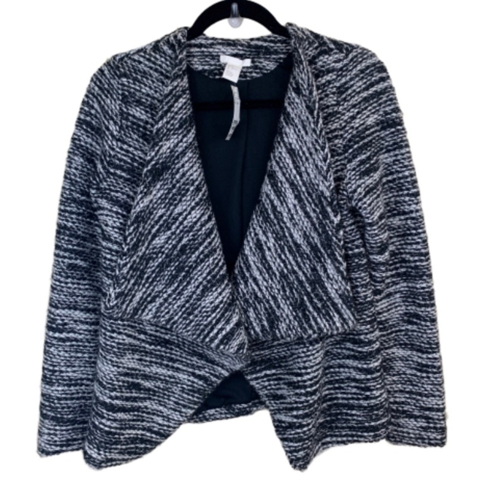 H&M Black & White Knit Draped Blazer